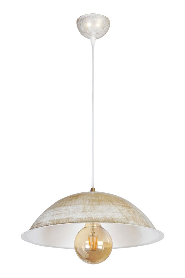 Aydınlatma Küre 30 Luk Tekli Krem Sarı Patine Avize Sıvama Avize Sarkıt Tekli Modern 30 Cm - 5