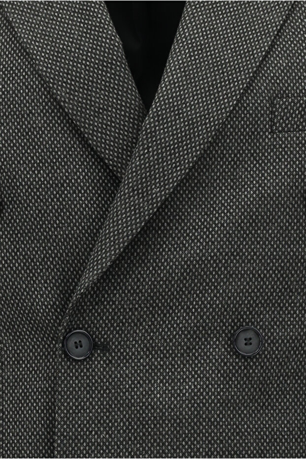 Regular Fit Patterned Lycra Double-Breasted Jacket - 3