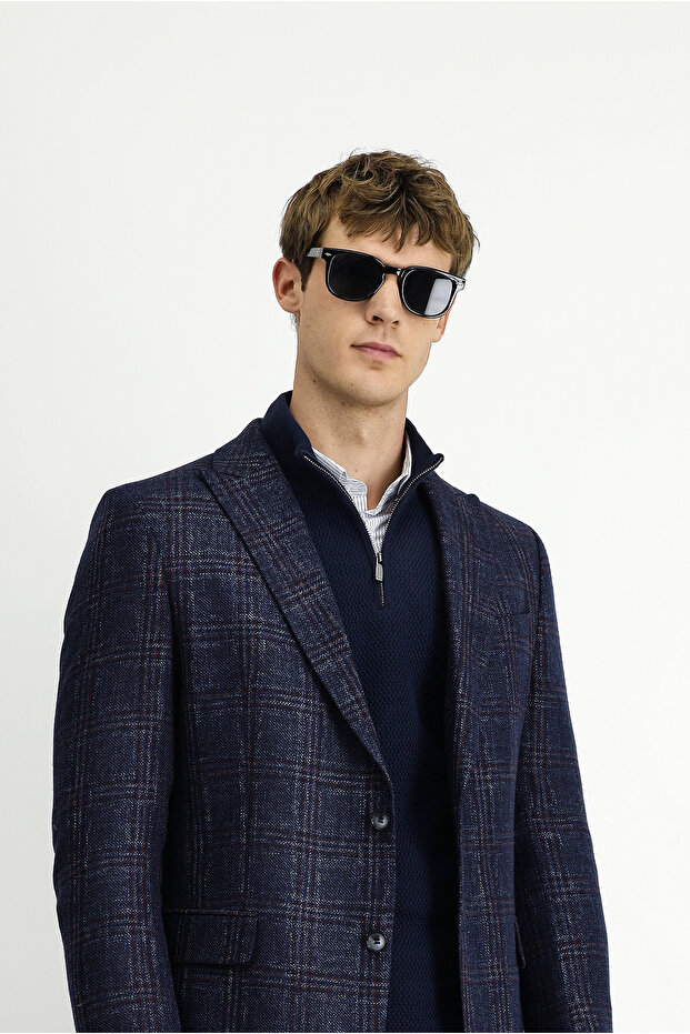 سترة منقوشة من الصوف بقصة قياسية من 6 دروب - 3