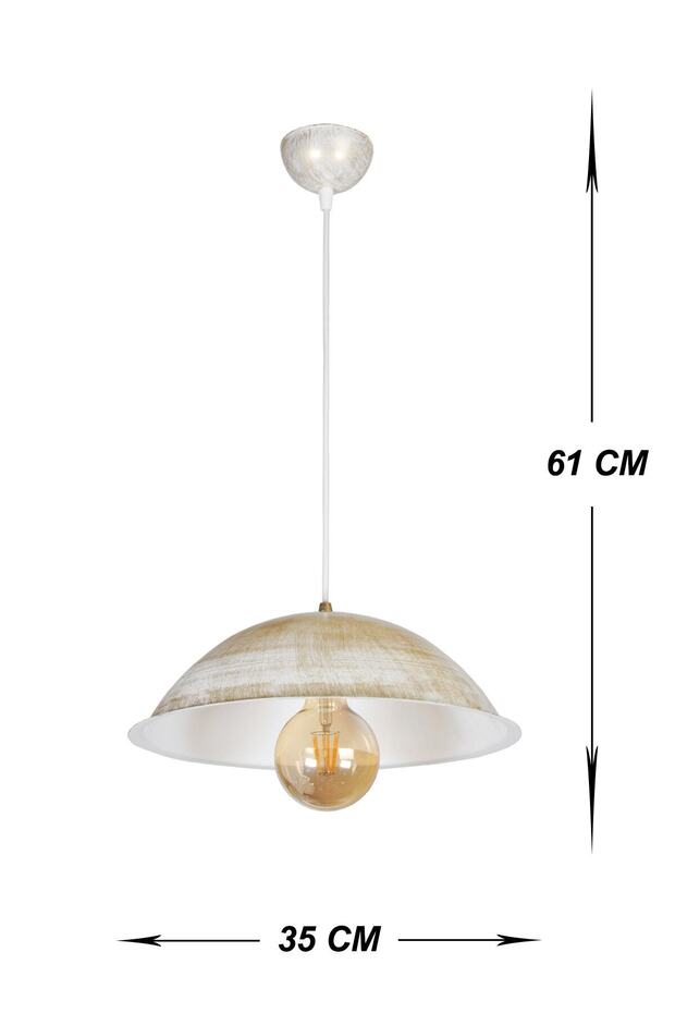 Aydınlatma Küre 30 Luk Tekli Krem Sarı Patine Avize Sıvama Avize Sarkıt Tekli Modern 30 Cm - 6