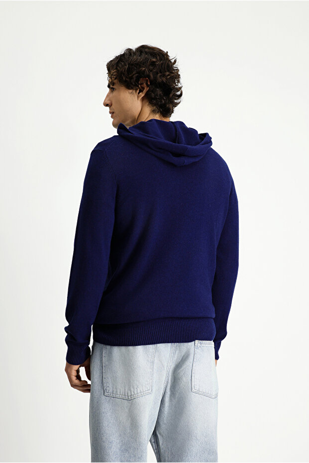 Kapüşonlu Regular Fit Yünlü Triko Kazak - 5