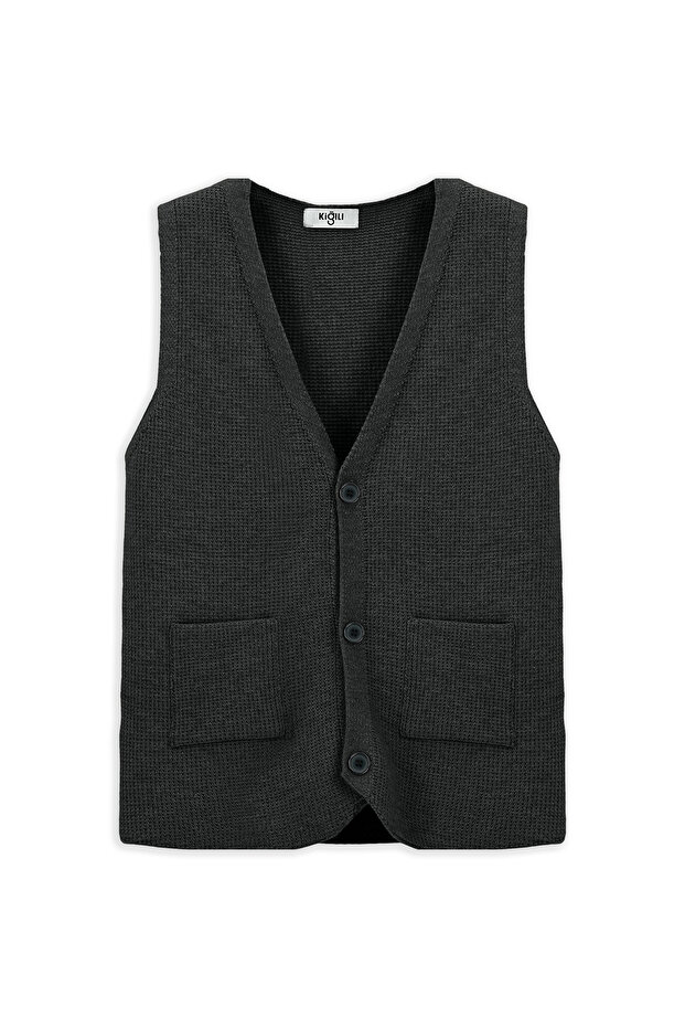 V Yaka Triko Yelek - 6