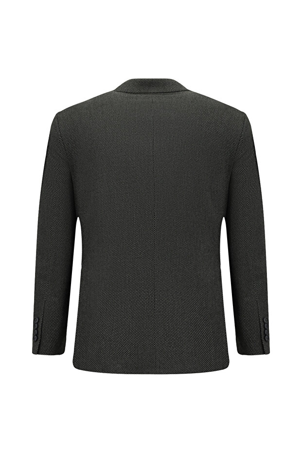 سترة منقوشة من الليكرا بقصة عادية وصفين من الأزرار - 2