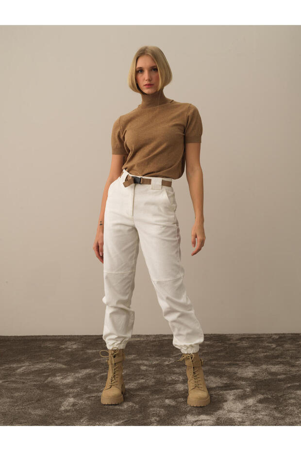 Kadın Camelmelanj Yarım Balıkçı Yaka Regular Fit Basic Kazak - 2