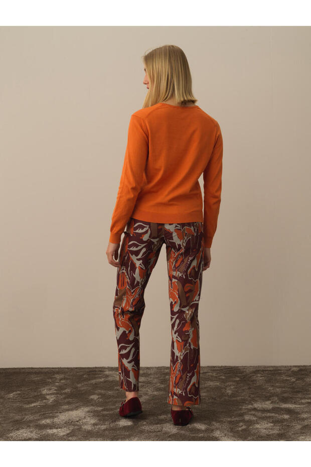 Kadın Turuncu Regular Fit Basic Kazak - 4