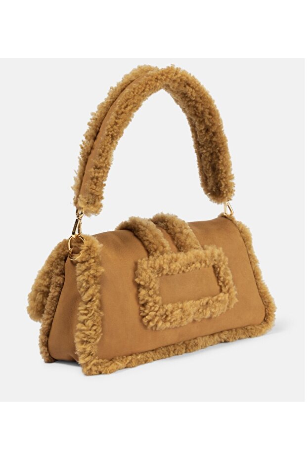 Le Bambimou Doux shearling-trimmed leather shoulder bag - 3