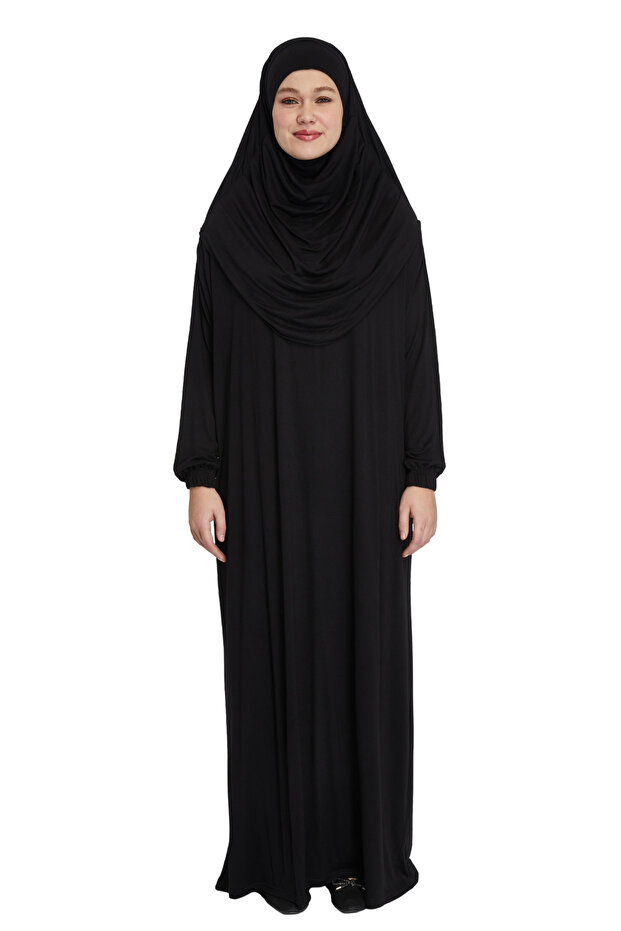 Organic Hijab One Piece Prayer Dress - Black