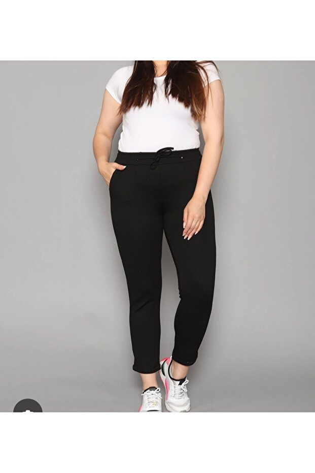 Women's Plus Size Full Lycra Waist-Tie Super Comfortable Double-Headed Ankle-Length High-End Trousers
