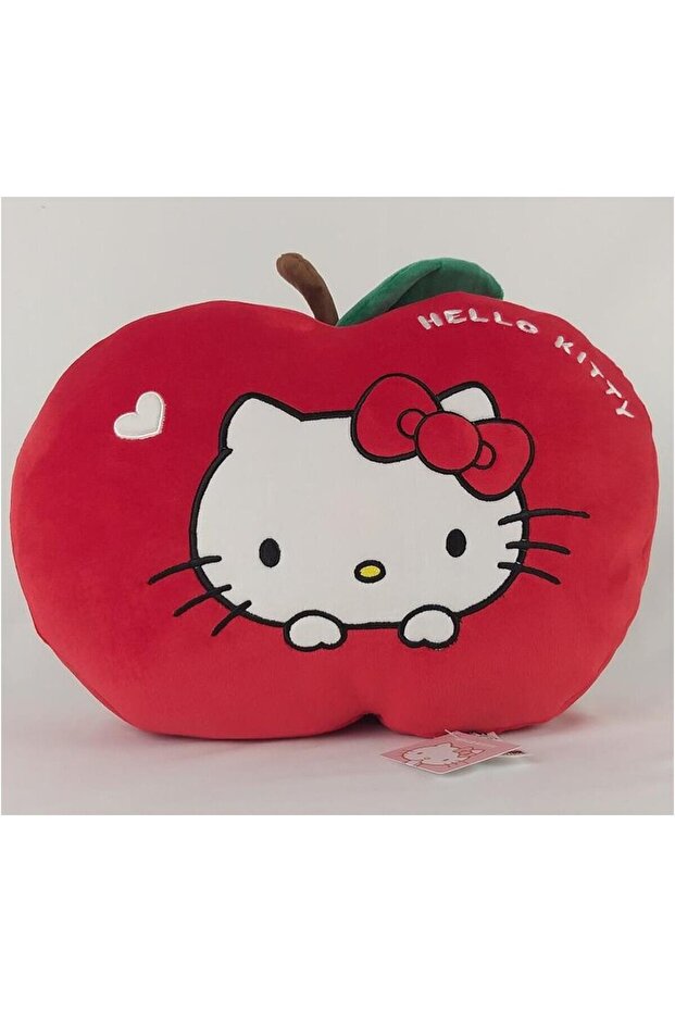 Hello Kitty Lisanslı Elma Şekilli Sevimli Peluş Yastık - 2