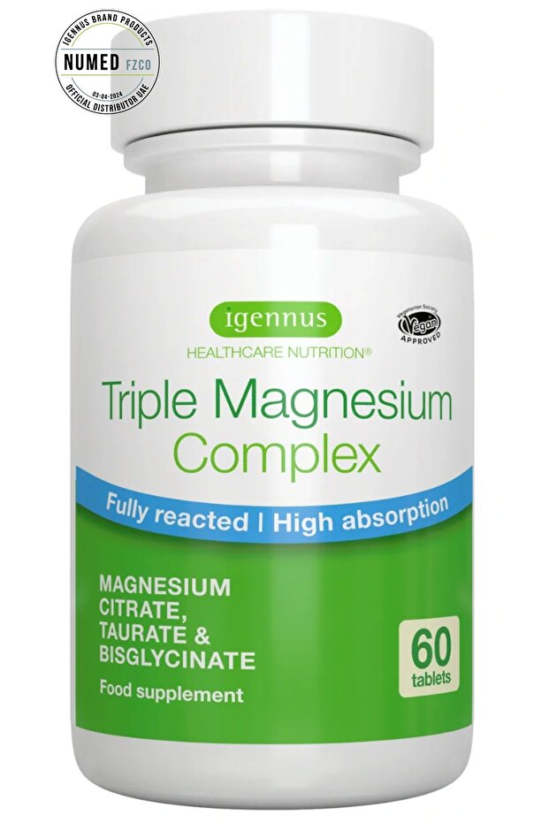 Triple Magnesium Complex, Citrate, Bisglycinate & Taurate, Vegan, 60 Tablets