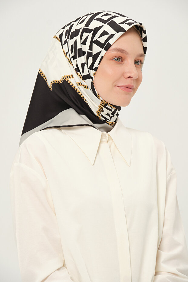 وشاح تويل مطبوع متعدد الألوان غير قابل للانزلاق مقاس 90x90 سم