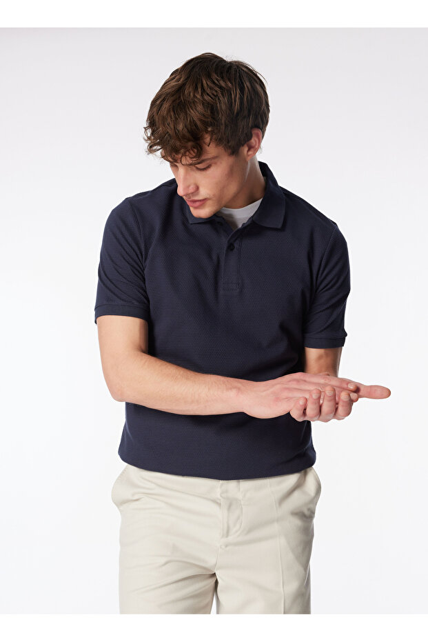 Polo Collar Navy Blue Men's T-Shirt 232 LCM242063 ARCH DARK BLUE