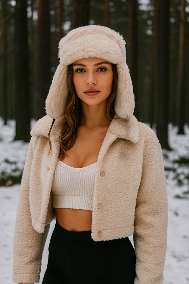 Winter Beige Hat with Earmuffs - Provides Protection from the Cold and Comfort Beanie1127