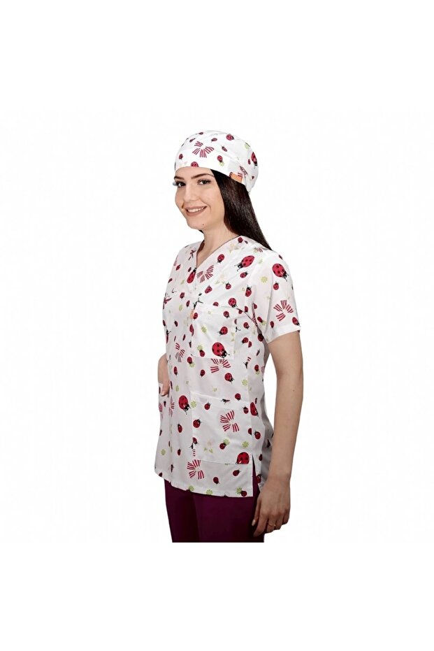 بلوزة منقوشة بياقة مغلف - 4204 Ladybug - 3
