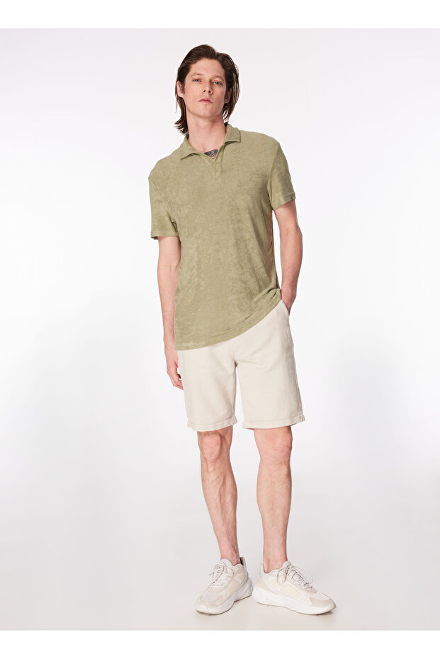 Bej Erkek Normal Basic Bermuda Şort F4SM-SHT 0293 - 2