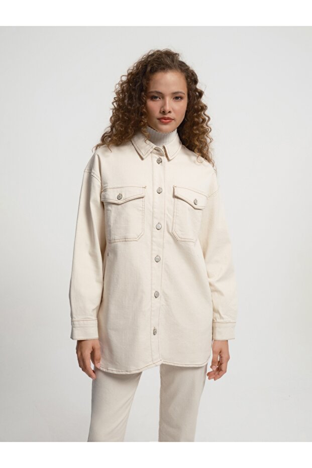 Oversize Kadın Gömlek U.kol - 4