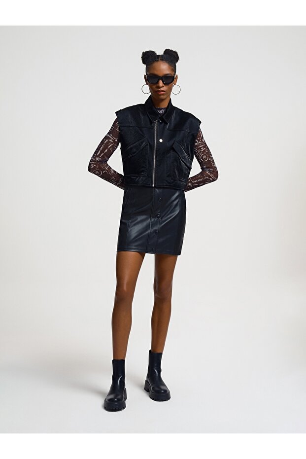 Crop Kadın Yelek Pu - 3