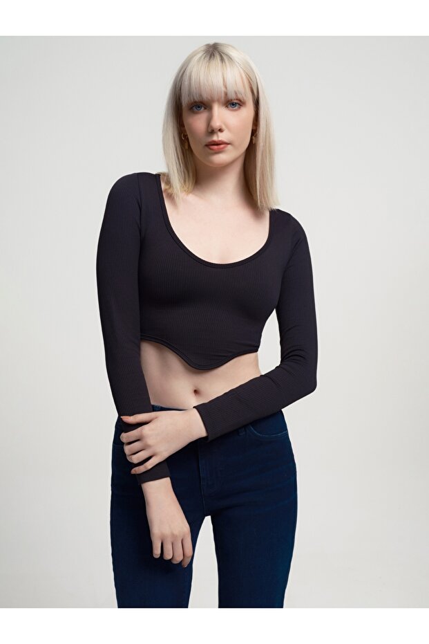 Crop Kadın Tshirt U.kol - 1