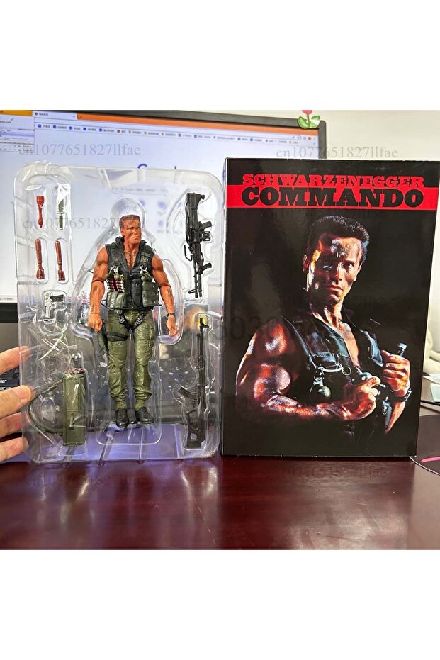 with box NECA New Terminator T-800 Commando Arnold Schwarzenegger Commando 30th Anniversary John Mat - 1
