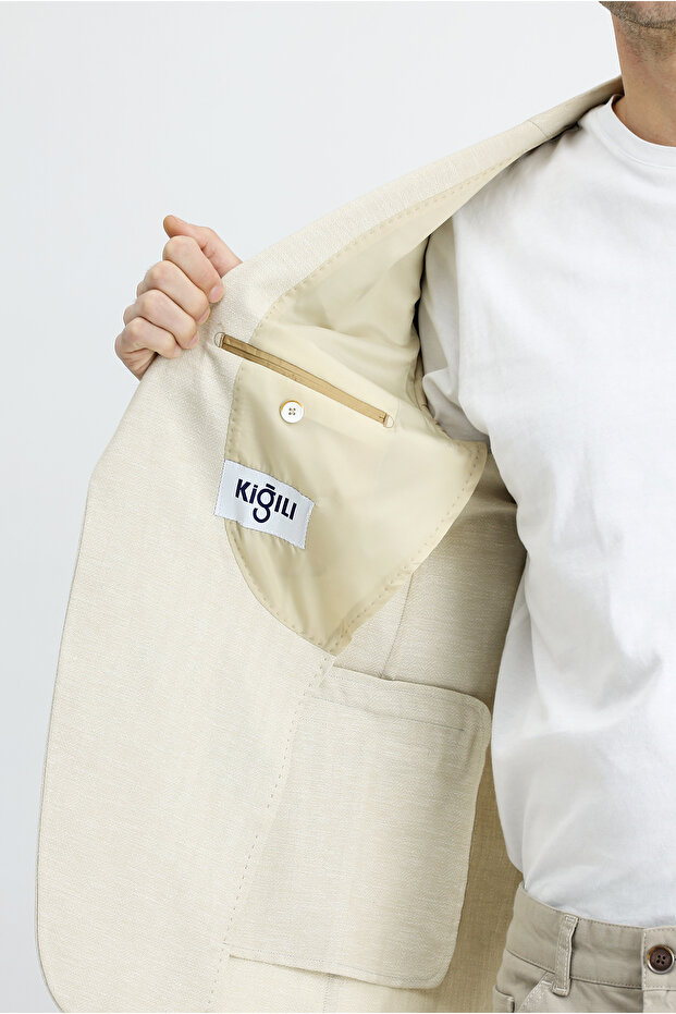 سترة الكتان منقوشة الكلاسيكية - 6