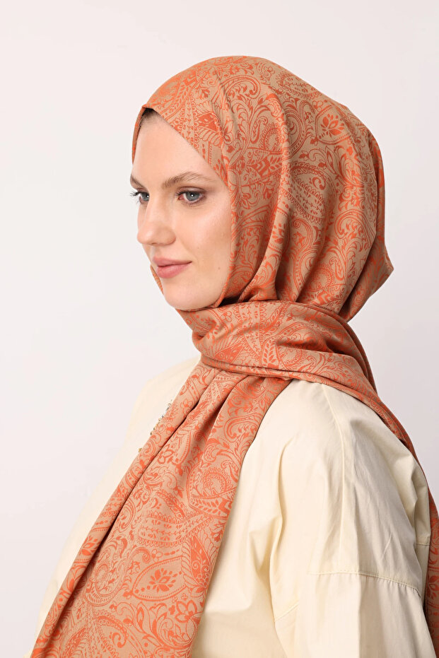 Velora Pattern Double Sided Shawl Mink-Cinnamon