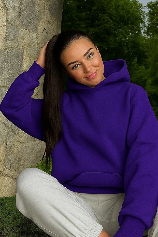 سويت شيرت بلون سادة للجنسين - 1