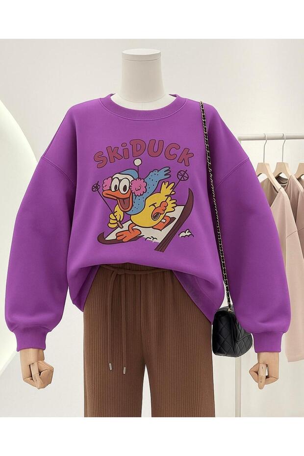 سويت شيرت مطبوع عليه SkiDUCK للجنسين