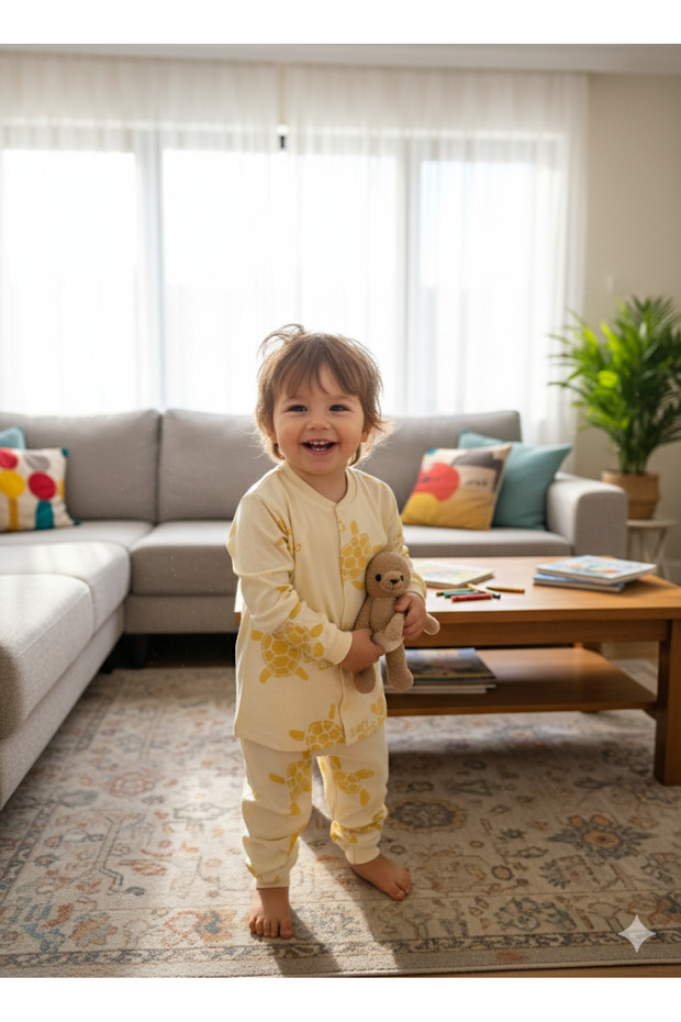 Girl-Boy Baby-Child Pajama Set 100% Cotton Long Sleeve Front Snap Fastener Seasonal