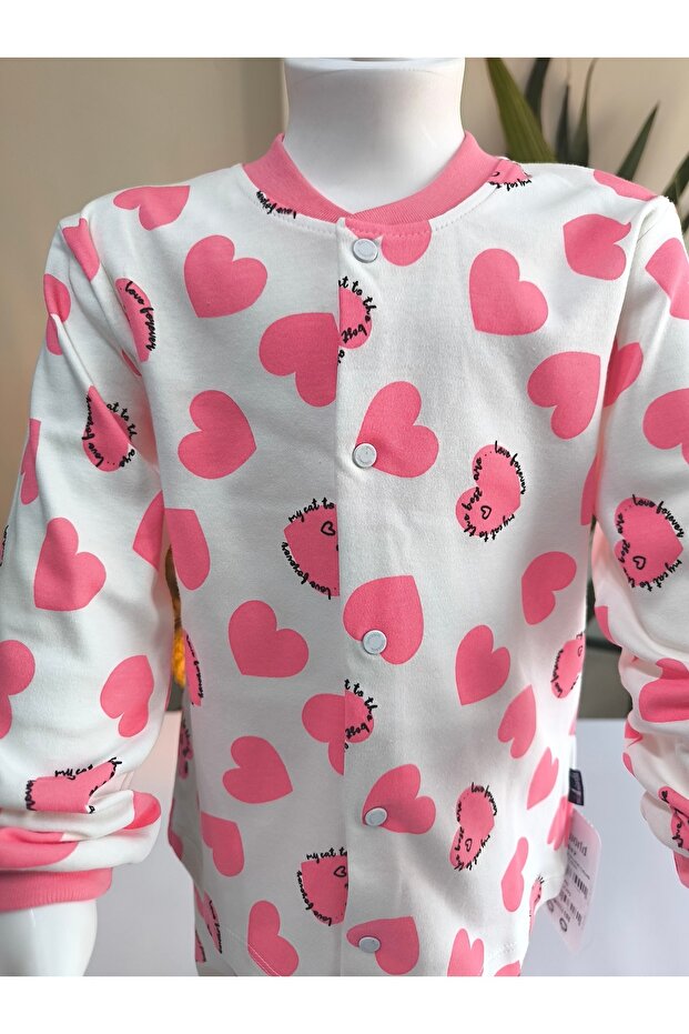 Kız-Erkek Bebek- Çocuk Pijama Takımı %100 Pamuk Uzun Kollu Önü Çıtçıtlı Mevsimlik - 5