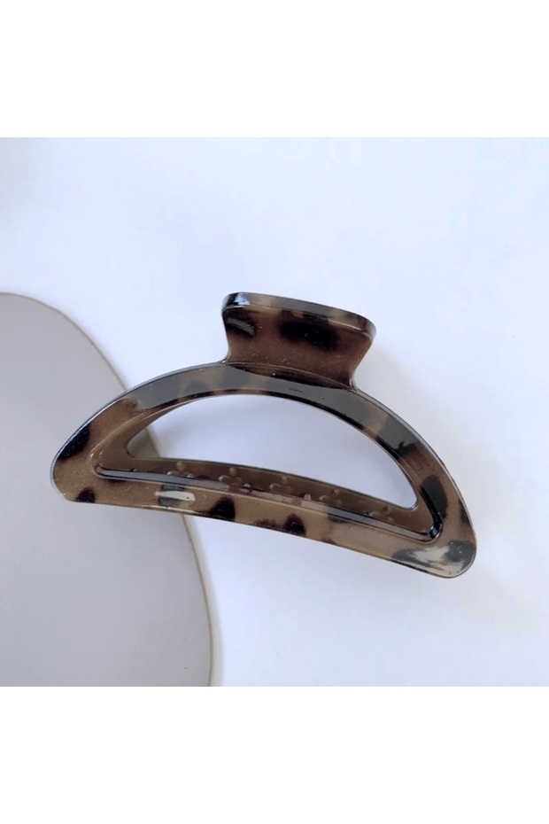 Leopard Patterned Half Moon Model Latch Buckle - 1