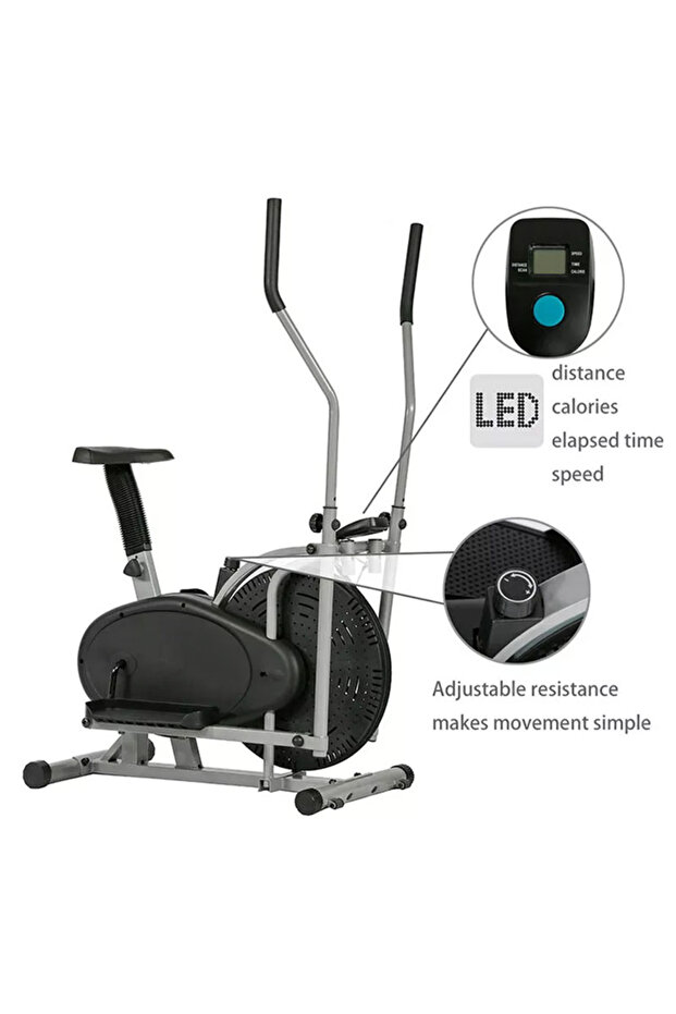 Folding Exercise Bike with LCD Display - Adjustable Elliptical for Workout - 2