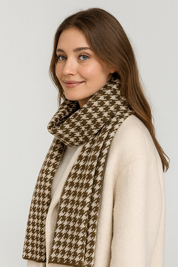 وشاح تريكو منقوش بنقشة Houndstooth - 2