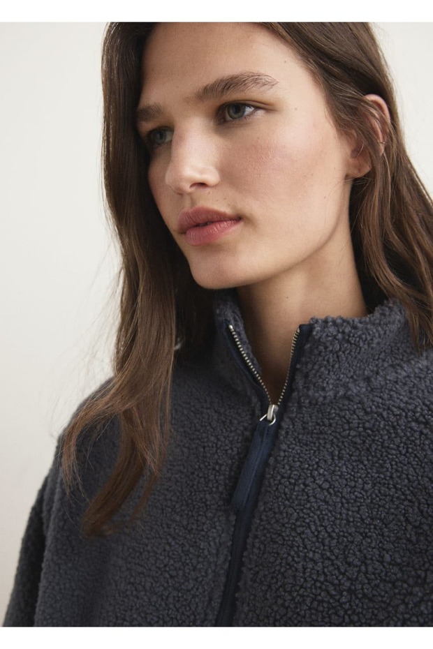 Kürklü fermuarlı sweatshirt - 7