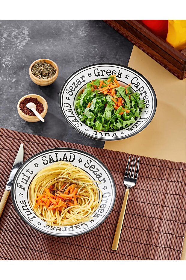 2'Li Beyaz 20 cm Salata Tabağı/Makarna Tabağı/Çukur Tabak/Salata ve Makarna Sunum Tabak/Tabak - 5