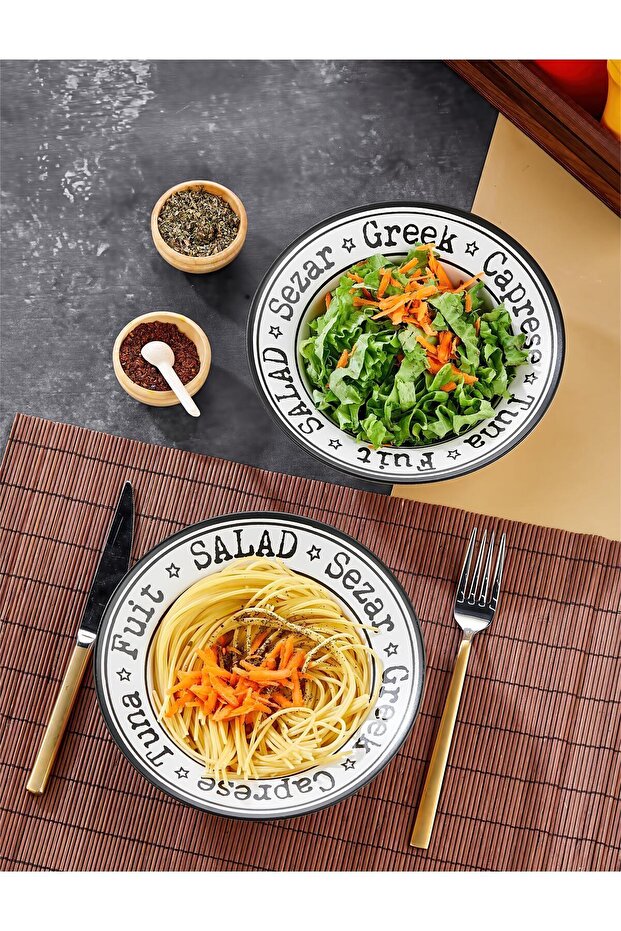 2'Li Beyaz 20 cm Salata Tabağı/Makarna Tabağı/Çukur Tabak/Salata ve Makarna Sunum Tabak/Tabak - 6