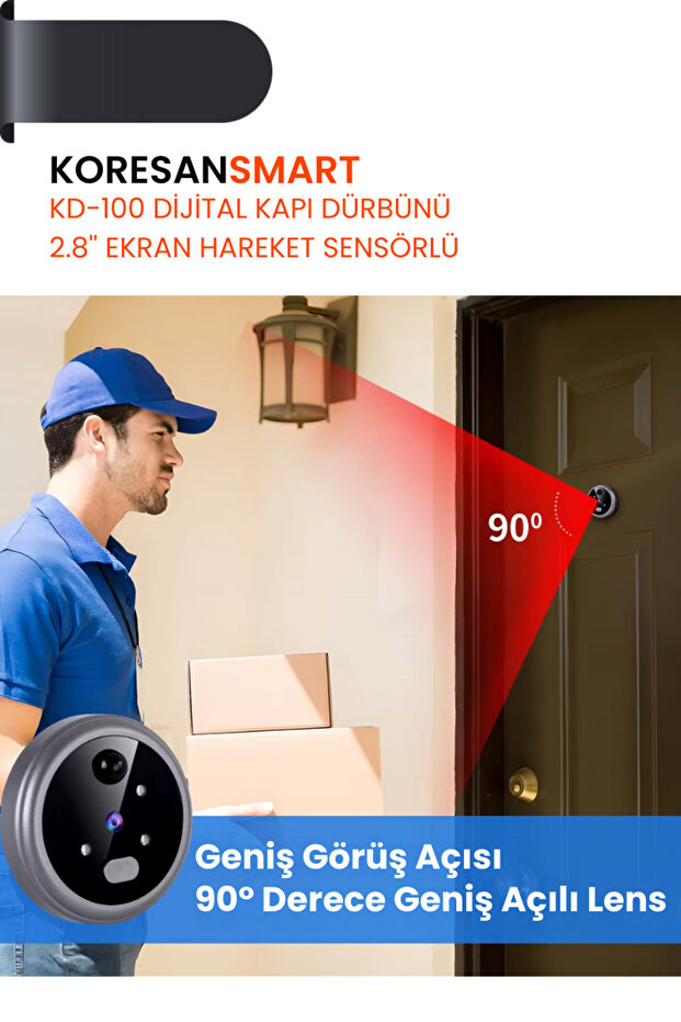 KD-100 Dijital Kapı Dürbünü 2.8” Ekran Hareket Sensörlü - 2