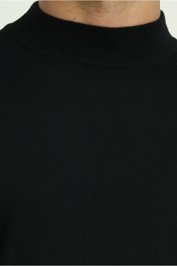 Yarım Balıkçı Yaka Regular Fit Yünlü Basic Örme Triko Kazak - 6