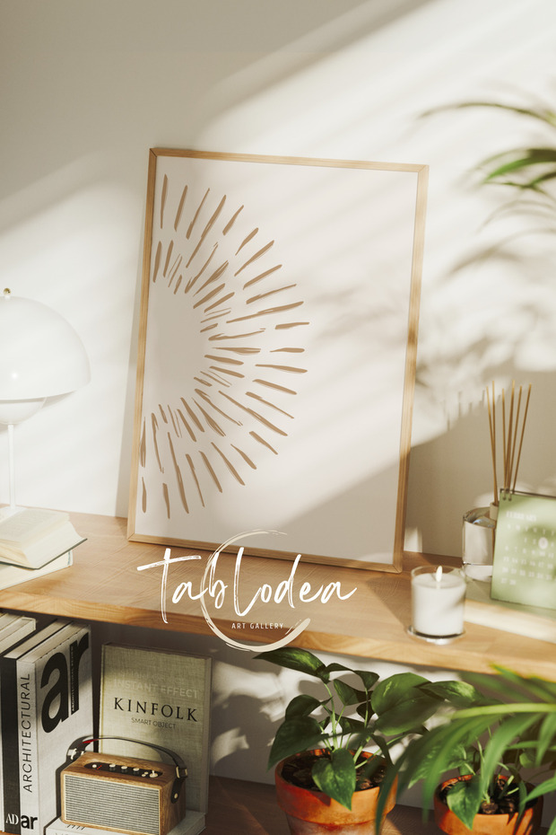 Bohem Çerçeveli Poster Tablo, Boho Dekoratif Soyut Tablo, İskandinav Pinterest Minimalist Tablo - 5