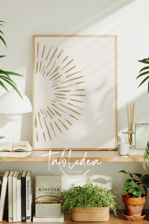 Bohem Çerçeveli Poster Tablo, Boho Dekoratif Soyut Tablo, İskandinav Pinterest Minimalist Tablo - 1