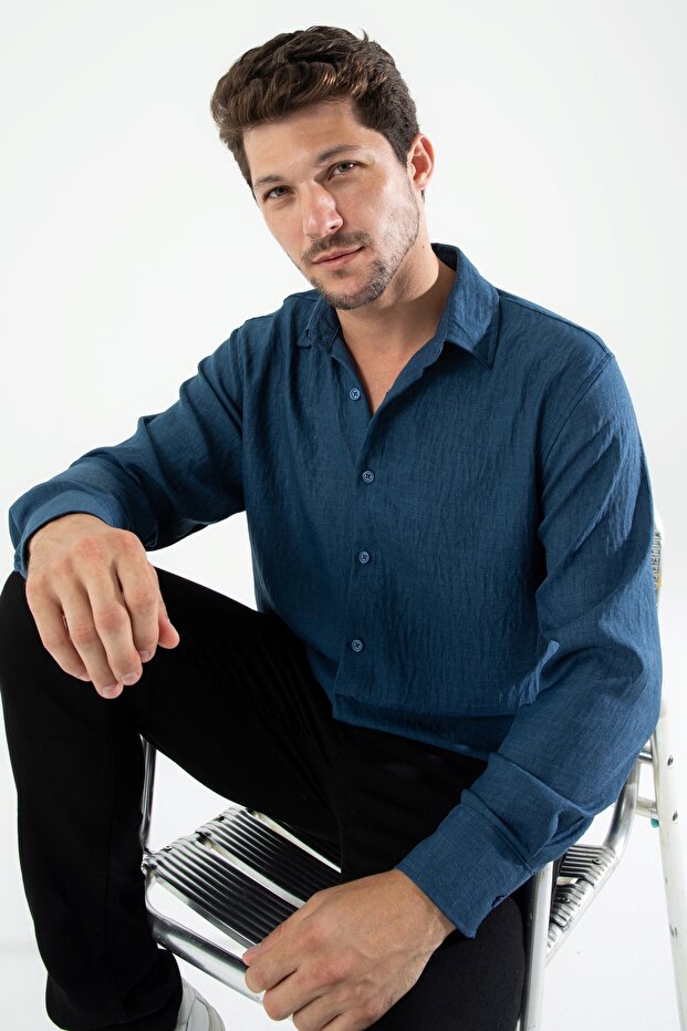 It's a New Product.Men's Comfortable Fit P Cotton U O Oversized K Linen Shirt