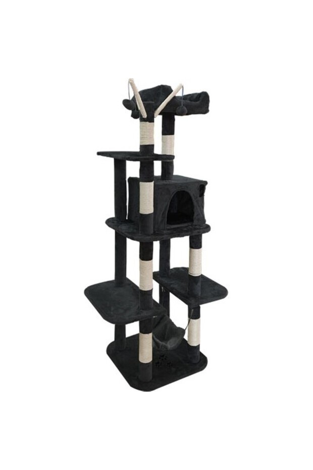 Black Tectake Cat Scratching Tower - 155 cm - 1