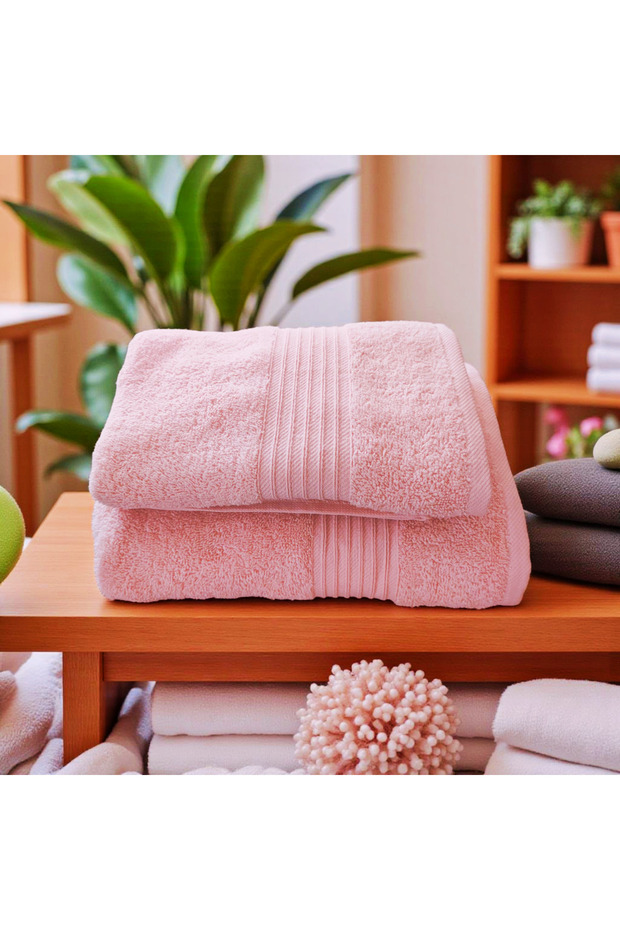 100% Cotton Pink Double Bath Towel Set Set Towel