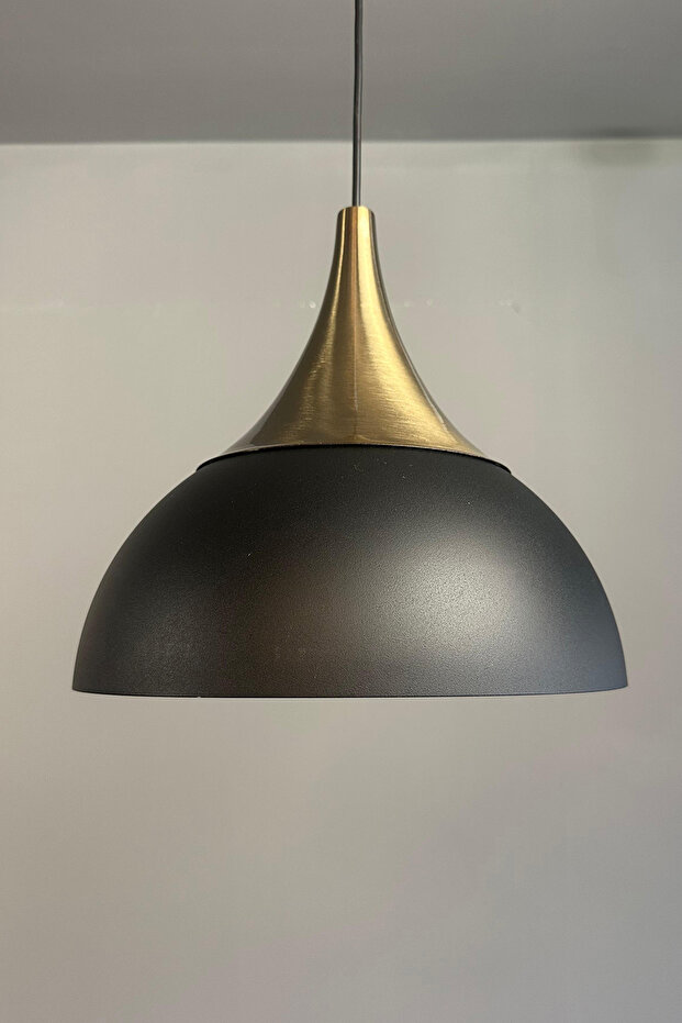 Yimpi Siyah Avize Tekli Sarkıt Eskitme Kubbe Başlık Salon Mutfak Kuaför Lamba Dekoratif Aydınlatma - 4