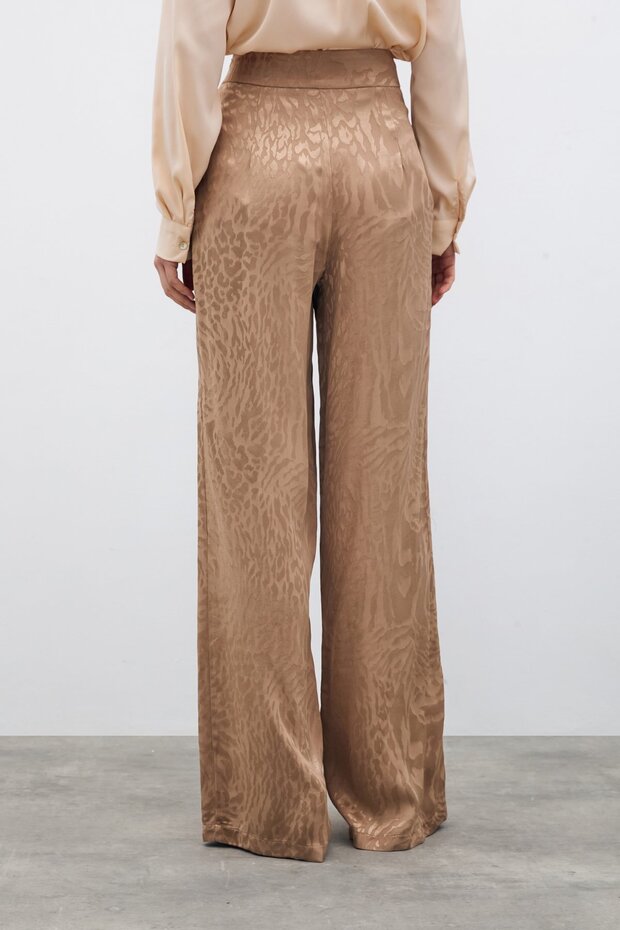 بنطلون ساتان منقوش - مينك - 6