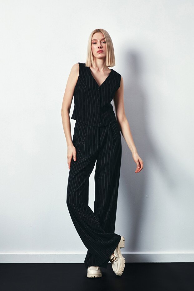 Düğmeli Yelek - SİYAH - 4