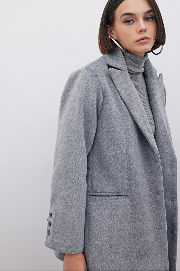 معطف كاجو بأزرار - أنثراسايت - 5