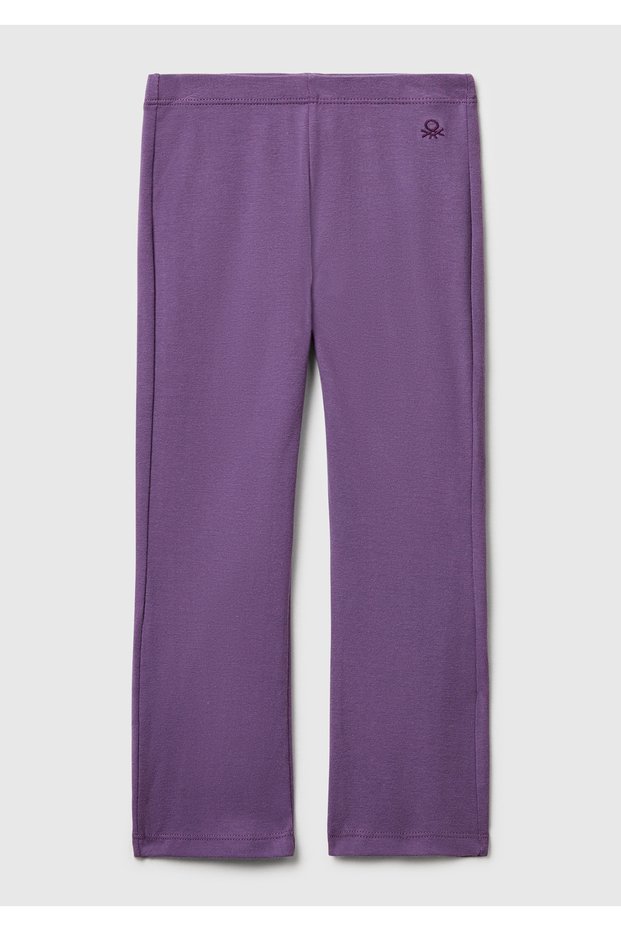 Girl's Purple Logo Detailed Flare Leggings
