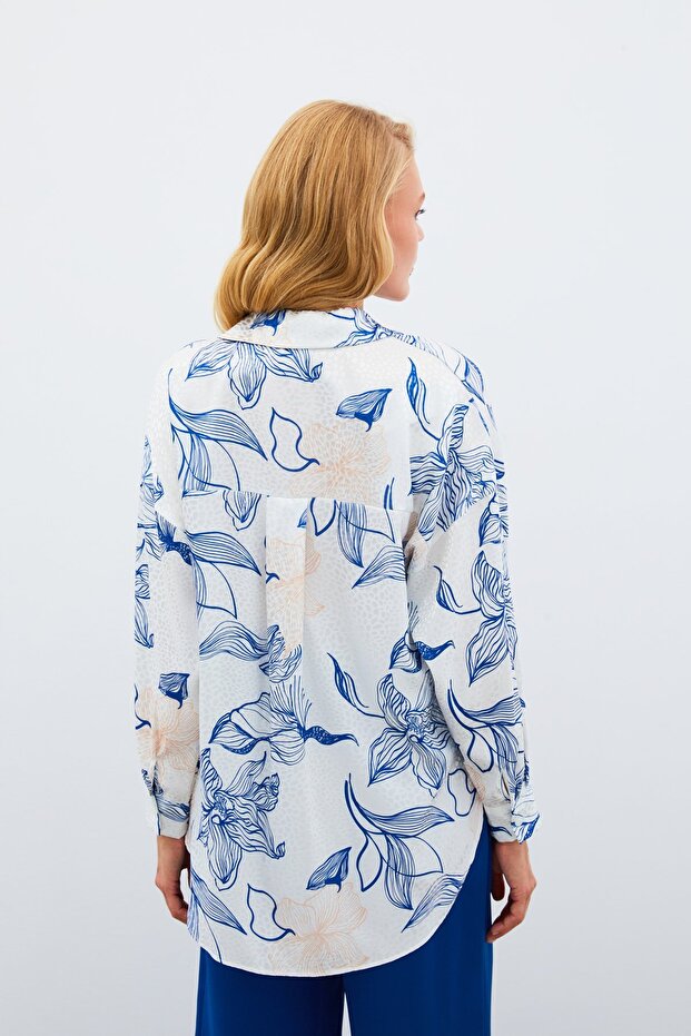 Bunt gemustertes Freizeithemd - Sax-Blau - 6