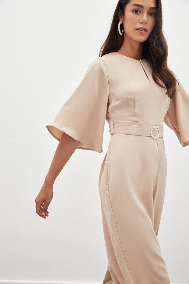 Kemerli Krep Tulum - Bej - 3