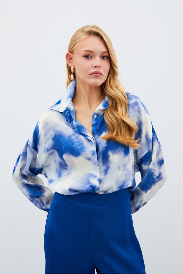 Ležerna duga košulja - saksofon plava - 3